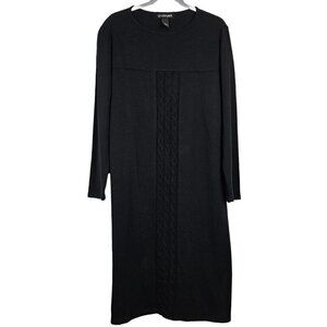 Lane Bryant Black 100% Acrylic Cable Knit Midi Sweater Dress 14/16